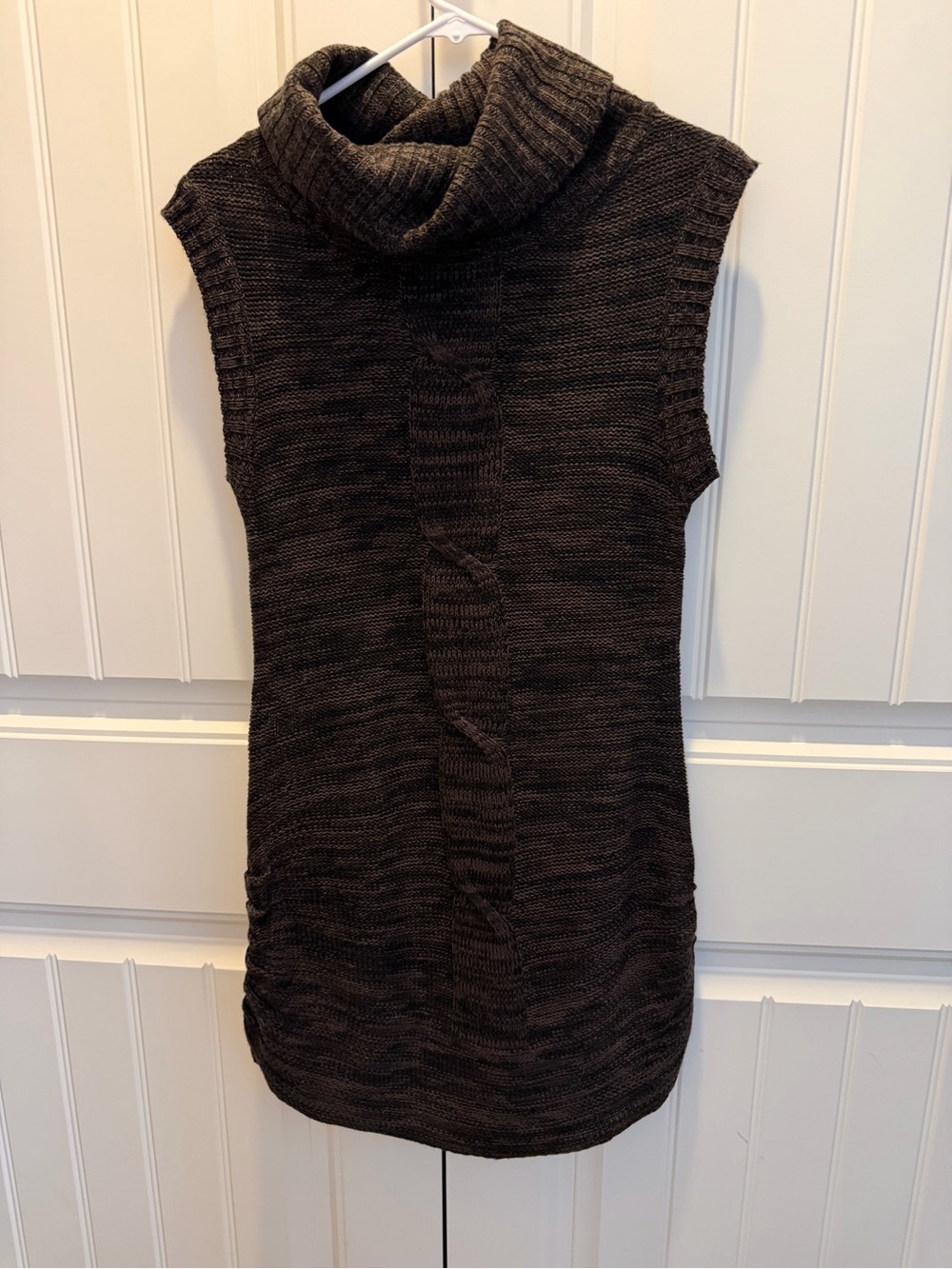 Ambiance Dark Brown Sleeveless Cowl Neck Knit Tunic